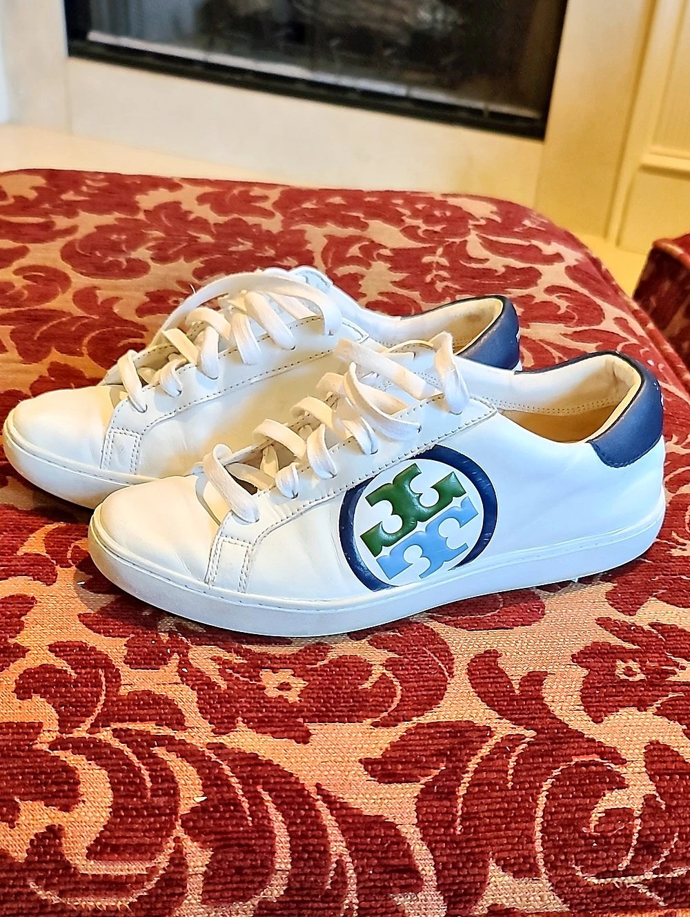 Tory Burch Howell Court Sneaker White & Blue Leather